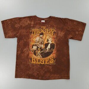 The Moody Blues Brown Cotton Tie Dye Vintage 90s Band Rock Music T-Shirt Medium